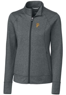 Cutter and Buck Pittsburgh Pirates Womens Grey Shoreline Heathered Long Sleeve Full Zip Jacket