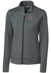 Cutter and Buck Chicago Cubs Womens Grey Shoreline Heathered Long Sleeve Full Zip Jacket