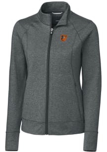 Cutter and Buck Baltimore Orioles Womens Grey Shoreline Heathered Long Sleeve Full Zip Jacket