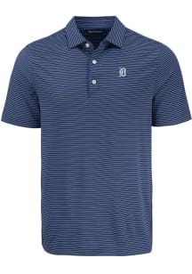 Cutter and Buck Detroit Tigers Mens Navy Blue Mono Forge Eco Fine Line Short Sleeve Polo