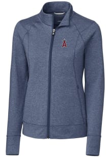Cutter and Buck Los Angeles Angels Womens Navy Blue Shoreline Heathered Long Sleeve Full Zip Jac..