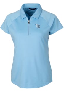 Cutter and Buck Tampa Bay Rays Womens Light Blue Forge Short Sleeve Polo Shirt