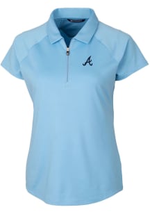 Cutter and Buck Atlanta Braves Womens Light Blue Forge Short Sleeve Polo Shirt