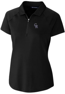 Cutter and Buck Colorado Rockies Womens Black Forge Short Sleeve Polo Shirt
