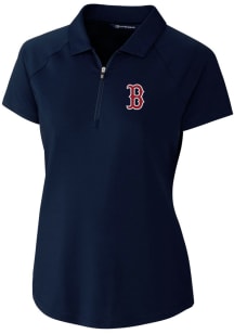 Cutter and Buck Boston Red Sox Womens Navy Blue Forge Short Sleeve Polo Shirt