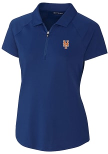 Cutter and Buck New York Mets Womens Blue Forge Short Sleeve Polo Shirt