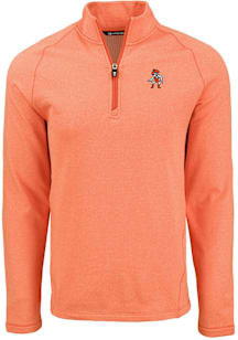 Cutter and Buck Oklahoma State Cowboys Mens Orange Wrestling Pete Pehastin Long Sleeve Qtr Zip Pul..