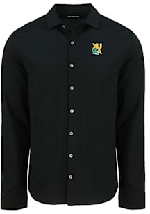 Cutter and Buck Xavier Musketeers Mens Black Gold Rush Advantage Soft Pique Long Sleeve Dress Shir..