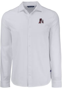 Cutter and Buck Arkansas Razorbacks Mens White Vault Advantage Soft Pique Long Sleeve Dress Shirt