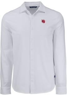 Mens Nebraska Cornhuskers White Cutter and Buck Vault Advantage Soft Pique Long Sleeve Dress Shi..