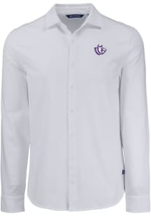 Cutter and Buck TCU Horned Frogs Mens White Vault Advantage Soft Pique Long Sleeve Dress Shirt