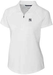 Cutter and Buck New York Yankees Womens White Forge Short Sleeve Polo Shirt