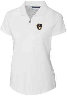 Cutter and Buck Milwaukee Brewers Womens White Forge Short Sleeve Polo Shirt