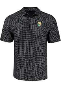 Cutter and Buck Xavier Musketeers Mens Black Gold Rush Pike Shadow Check Short Sleeve Polo