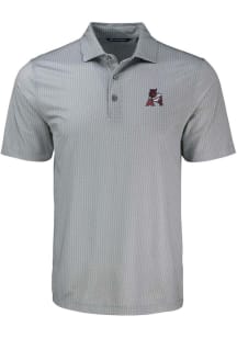 Cutter and Buck Arkansas Razorbacks Mens Grey Vault Pike Shadow Check Short Sleeve Polo