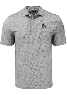 Cutter and Buck Arkansas Razorbacks Mens Black Vault Pike Diamond Dot Short Sleeve Polo