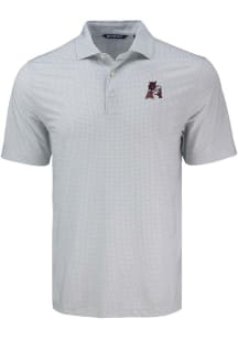 Cutter and Buck Arkansas Razorbacks Mens Grey Vault Pike Diamond Dot Short Sleeve Polo