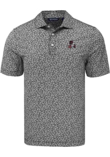 Cutter and Buck Arkansas Razorbacks Mens Black Vault Pike Flora Short Sleeve Polo
