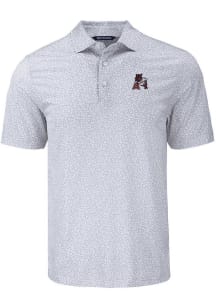 Cutter and Buck Arkansas Razorbacks Mens Grey Vault Pike Flora Short Sleeve Polo