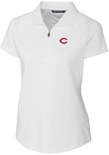 Cutter and Buck Cincinnati Reds Womens White Forge Short Sleeve Polo Shirt