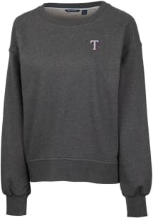 Cutter and Buck Texas Rangers Womens Grey Saturday Crew Sweatshirt