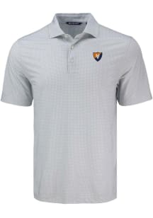 Mens Illinois Fighting Illini Grey Cutter and Buck Vault Pike Diamond Dot Short Sleeve Polo Shir..