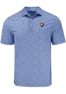 Mens Illinois Fighting Illini Blue Cutter and Buck Vault Pike Flora Short Sleeve Polo Shirt