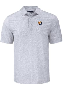 Mens Illinois Fighting Illini Grey Cutter and Buck Vault Pike Flora Short Sleeve Polo Shirt