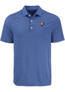 Mens Illinois Fighting Illini Blue Cutter and Buck Vault Forge Eco Fine Line Short Sleeve Polo S..