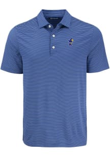 Cutter and Buck Kansas Jayhawks Mens Blue Vault Forge Eco Fine Line Short Sleeve Polo