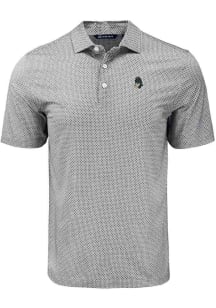 Mens Michigan State Spartans Black Cutter and Buck Vault Pike Diamond Dot Short Sleeve Polo Shirt