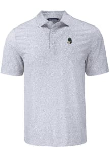 Mens Michigan State Spartans Grey Cutter and Buck Vault Pike Flora Short Sleeve Polo Shirt