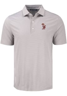 Mens Minnesota Golden Gophers Grey Cutter and Buck Vault Forge Eco Fine Line Short Sleeve Polo S..