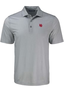 Mens Nebraska Cornhuskers Grey Cutter and Buck Vault Pike Shadow Check Short Sleeve Polo Shirt