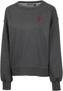 Cutter and Buck Philadelphia Phillies Womens Grey Saturday Crew Sweatshirt