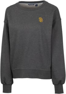 Cutter and Buck San Diego Padres Womens Grey Saturday Crew Sweatshirt