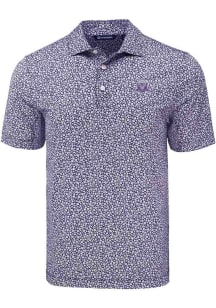 Mens Northwestern Wildcats Purple Cutter and Buck Vault Pike Flora Short Sleeve Polo Shirt