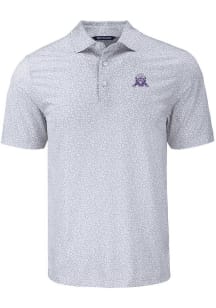 Mens Northwestern Wildcats Grey Cutter and Buck Vault Pike Flora Short Sleeve Polo Shirt