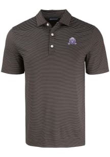 Mens Northwestern Wildcats Black Cutter and Buck Vault Forge Eco Fine Line Short Sleeve Polo Shi..