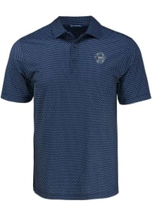 Mens Penn State Nittany Lions Navy Blue Cutter and Buck Vault Pike Shadow Check Short Sleeve Pol..