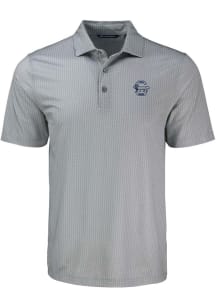 Mens Penn State Nittany Lions Grey Cutter and Buck Vault Pike Shadow Check Short Sleeve Polo Shi..