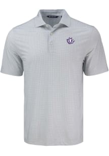 Cutter and Buck TCU Horned Frogs Mens Grey Vault Pike Diamond Dot Short Sleeve Polo