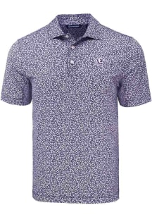 Cutter and Buck TCU Horned Frogs Mens Purple Vault Pike Flora Short Sleeve Polo