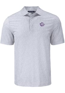 Cutter and Buck TCU Horned Frogs Mens Grey Vault Pike Flora Short Sleeve Polo