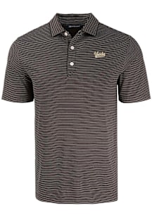 Cutter and Buck Vanderbilt Commodores Mens Black Vault Forge Eco Fine Line Short Sleeve Polo