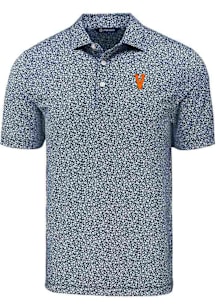 Cutter and Buck Virginia Cavaliers Mens Navy Blue Vault Pike Flora Short Sleeve Polo