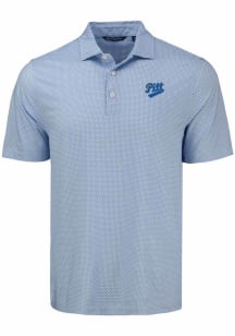 Mens Pitt Panthers Blue Cutter and Buck Vault Pike Diamond Dot Short Sleeve Polo Shirt