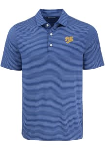 Cutter and Buck Pitt Panthers Mens Blue Vault Forge Eco Fine Line Short Sleeve Polo