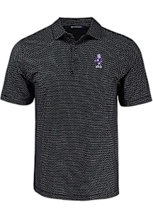 Cutter and Buck K-State Wildcats Mens Black Vintage Pike Shadow Check Short Sleeve Polo