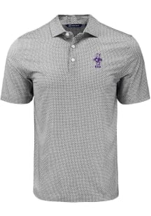 Mens K-State Wildcats Black Cutter and Buck Vintage Pike Diamond Dot Short Sleeve Polo Shirt